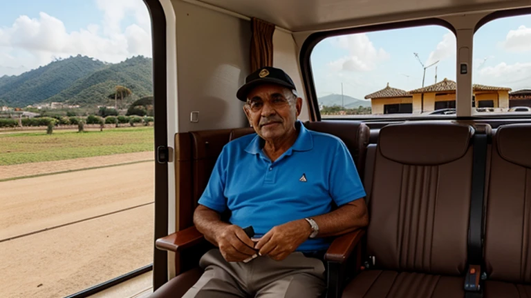 anciano vendedor viajando 