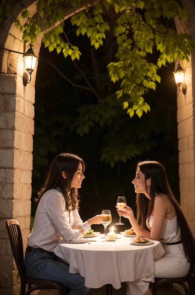Uma foto em um date em jantar romantico
