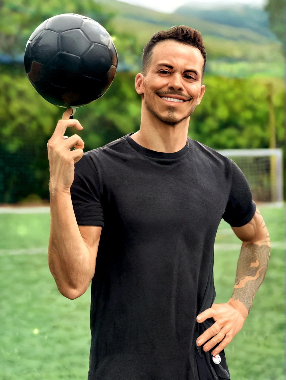 sharpened man holding a soccer ball and a soccer ball in his hand, segurando uma bola, Segurando uma bola de futebol, mateus 9 5, thiago alcantara, carmelo blandino, luis melo, danilo torres, fundo transparente, malika favre, Joel Torres, Miguel Iglesias, jogando futebol, gui guimaraes, inspirado em Jules Tavernier