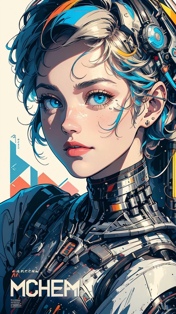 (((masterpiece, highest quality))),(((solo:1.2))),(((1girl:1.2))),32k wallpaper, very detailed, poster, vintage science fiction,(((((geometric cinematic movie poster))))), (bauhaus), shape,(((abstract))),(mid century modern),movie poster,(((((portfolio))))),(((((Close-up))))),(((((bust up))))),((((more various angle)))),(((highlight))),Vast landscape,((((heterochromia)))),(((complete. detailed face))),((((Extremely talented)))),(((((most complicated machine))))),(((genius mechanic))),((Overall colorfully)),neon sign