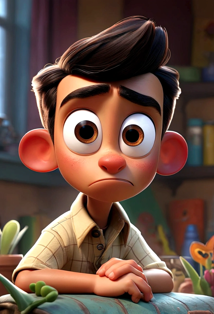 Poster Disney Pixar bertuliskan (Jeni apriansyah). Ada pula pria berpakaian rapi dengan jas berdiri gagah dan tersenyum, lengkap dengan latar urban