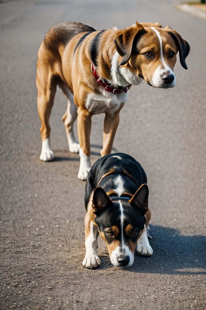 Images of a dog intensely sniffing the ground