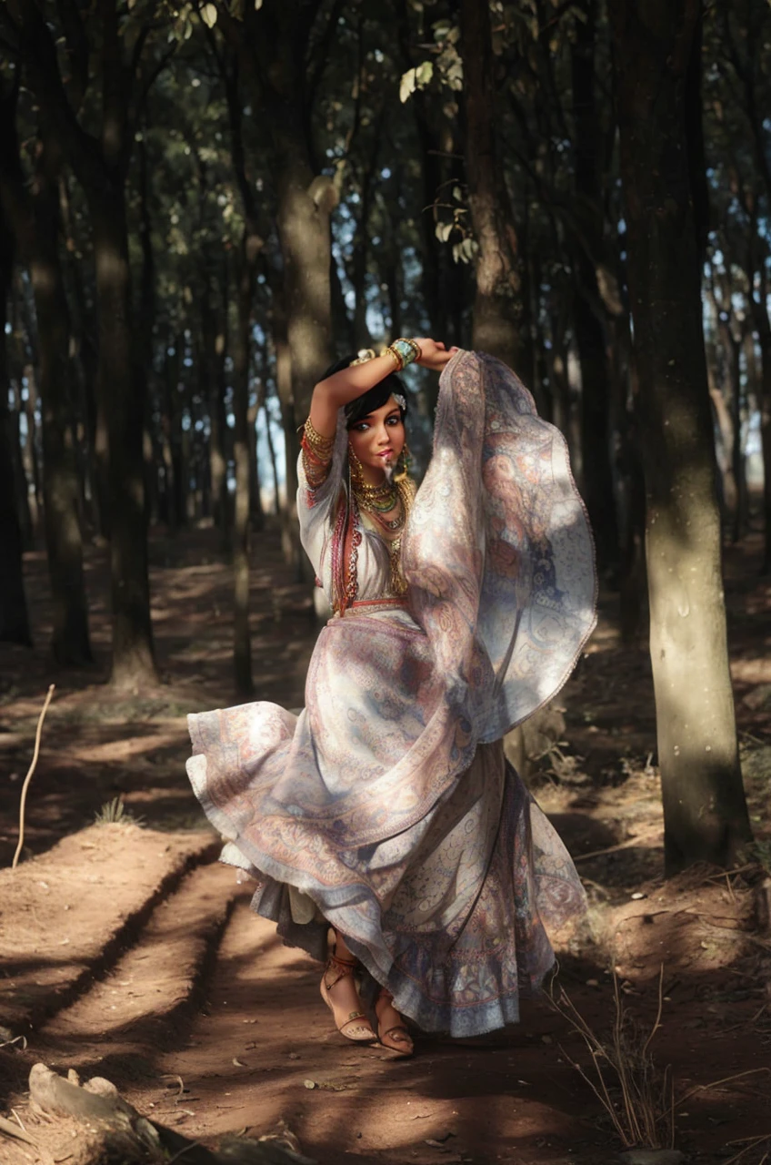 Gypsy woman dancing with Hindi features