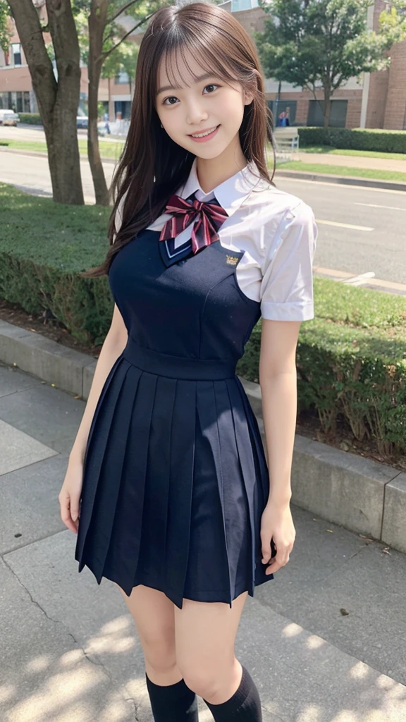 An 11-year-old girl, Wearing European-style short skirt，Showing cleavage