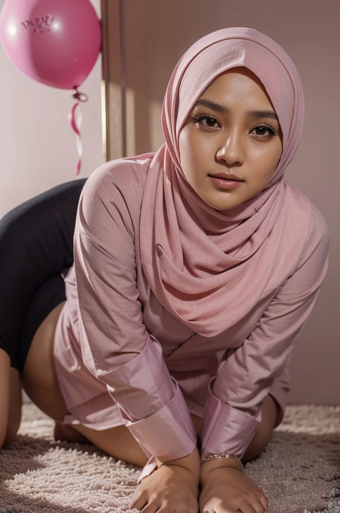 photo of  malay girl wearing hijab, gym outfit, at the gym, (((big breasts, cleavage))),(((sexy midriff))), ((hourglass figure)), ((pastel color hijab)), ((strapon)) lipstick, photorealistic, masterpiece, realistic, realism, photorealism, high contrast, photorealistic, 8k HD high definition detailed realistic, detailed, skin texture, hyper detailed, realistic skin texture, best quality, (photorealistic:1.4), high resolution, detailed, raw photo, photo realistic, (high detailed skin:1.2), 8k uhd, dslr, soft lighting, high quality, film grain, Fujifilm XT3), hyper realistic lifelike texture dramatic lighting unreal engine, even, neutral light, key light, bold, bright colours,