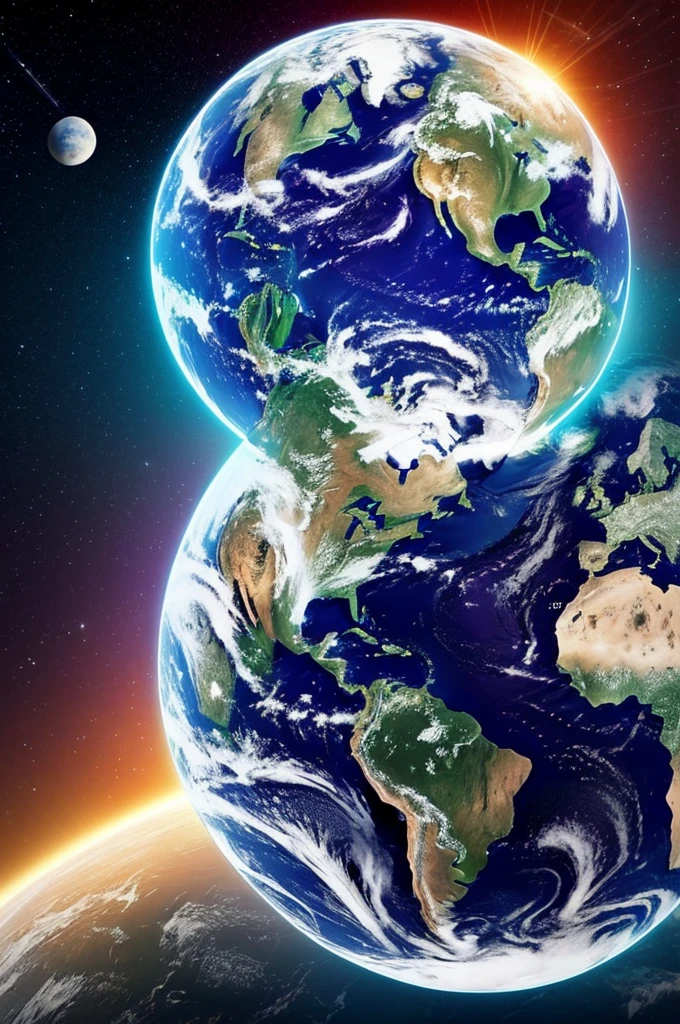 digital illustration featuring Earth viewed from space, enveloped by a network of interconnected lines forming a geometric grid. The Earth should be depicted with realistic details, showcasing continents and oceans. The background should be a dark, star-filled expanse with a bluish hue, creating a sense of depth and vastness. Incorporate a futuristic, holographic interface overlaying the scene, with circular patterns and glowing elements to emphasize a high-tech, sci-fi aesthetic. The overall mood should be mysterious and awe-inspiring, highlighting the beauty and complexity of our planet in the context of advanced technology.