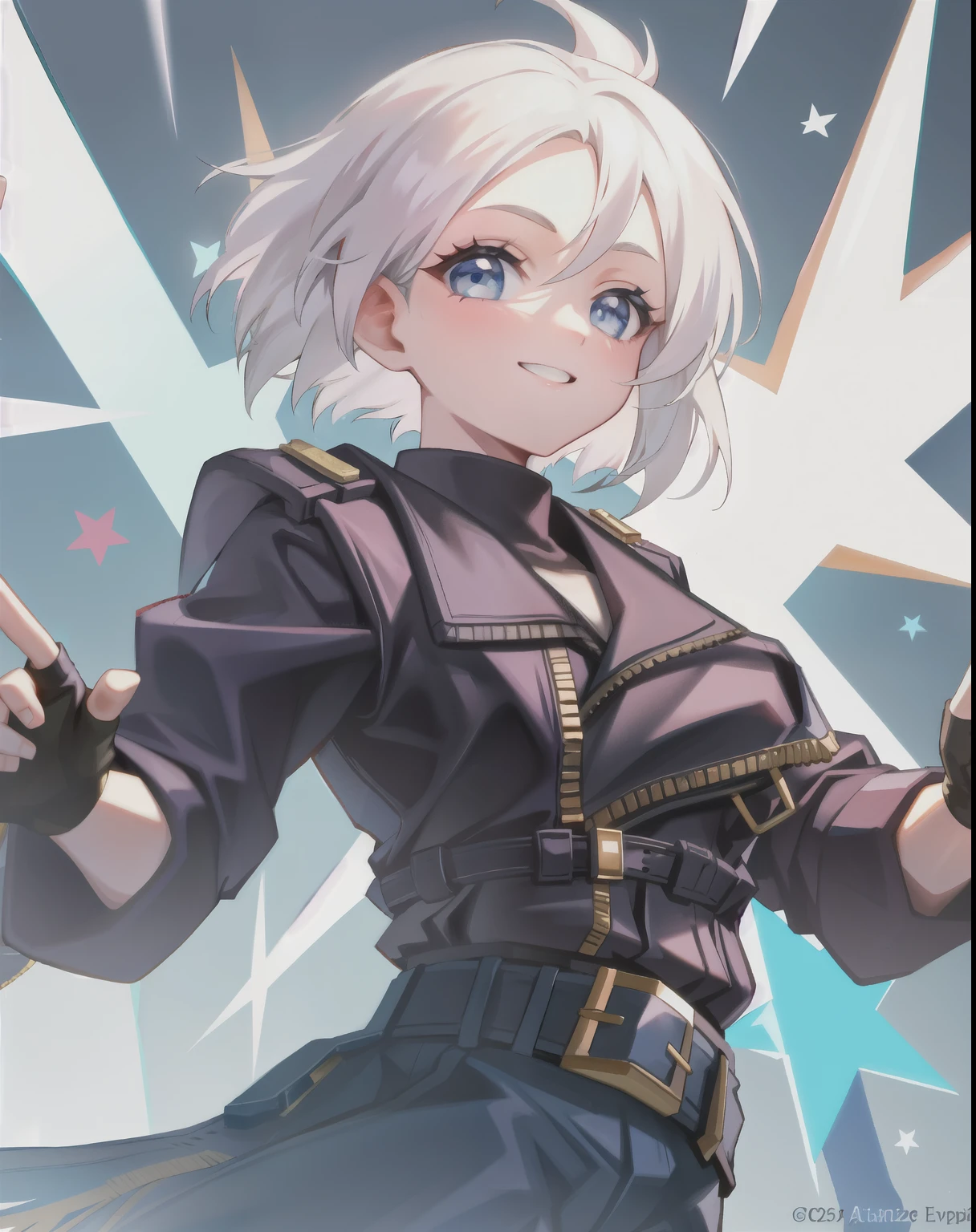 White-haired animated woman