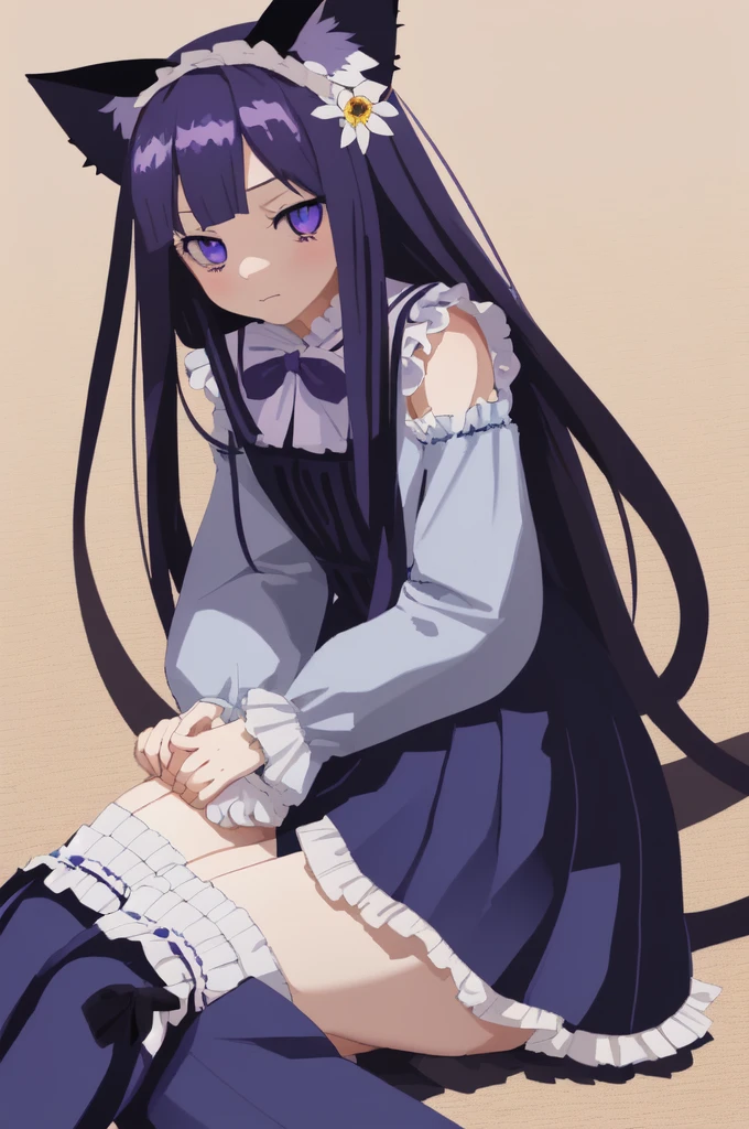 Masterpiece, Best quality, Girl,(((ojousama))), ((Blush)),Hat,Black hair, Blue eyes,Blue dress,((shoes)),((Lolita_Fashion)),((White pantyhose)),((Arms_Behind_back)),((Legs together)), (((Bondage))), (((shibari))),(((gag))),