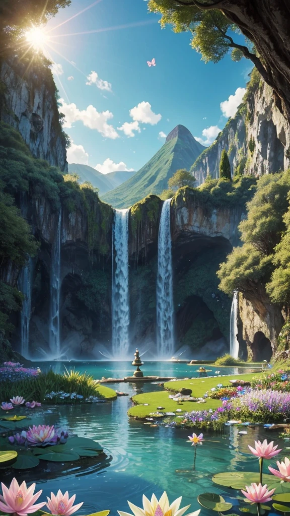 best quality,4k,8K,high resolution,masterpiece:1.2,Extremely detailed,Practical:1.37,Tranquil Azores hot springs cartoon,Beautiful and delicate eyes,Beautiful and delicate lips,Extremely detailed eyes and face,Long eyelashes,Cartoon Style,Soft colors,peaceful,serene,,sunlight,Clear skies,Lush garden,soda water,Spring,Endless Grassland,Tranquil atmosphere,Giggling Falls,Hidden Caves and Grottoes,Cute wild animals,Interesting creatures,Whimsical charm,Fresh and natural breath,Delicate butterfly wings,Flowers in bloom,Sparkling Dragonfly,Floating water lilies,Majestic mountains in the distance,Comfortable cartoon character,Dreamlike environment,Giant trees,Cartoon Spring,The Fountain of Tranquility,Happy adventure in nature,There are surprises around every corner,Fascinating moments captured in art,Storybook-like setting