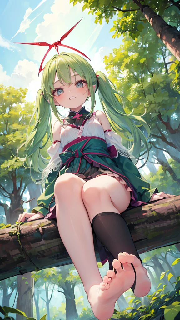 Browsing Caution,blonde,Twin tails,(Sweat),((Very small boobs)),Flat chest,****,happy,smile,(((steam around legs))),((stained panties)),((dark green Vintage dress)),skirt lift,standing,(((from below))),forest,water