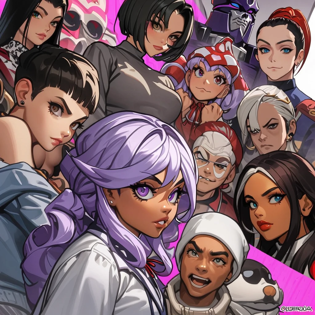 Obra de arte, melhor qualidade, extremamente detalhado,dutch angle, anime,Large school sweater、saia xadrez xadrez,pele bronzeada, anos ,dark skin tiny body,peito pequeno,baand between legs,QUEBRAR,cabelo roxo escuro multicolorido,rabo de cavalo lateral,cabelo curto com mechas longas,QUEBRAR,olhos vermelhos,sobrancelha grossa,inexpressivo,Detailed lips,False eyelashes,QUEBRAR,red cotton ribbon,QUEBRAR,QUEBRAR,microssaia,QUEBRAR,escola