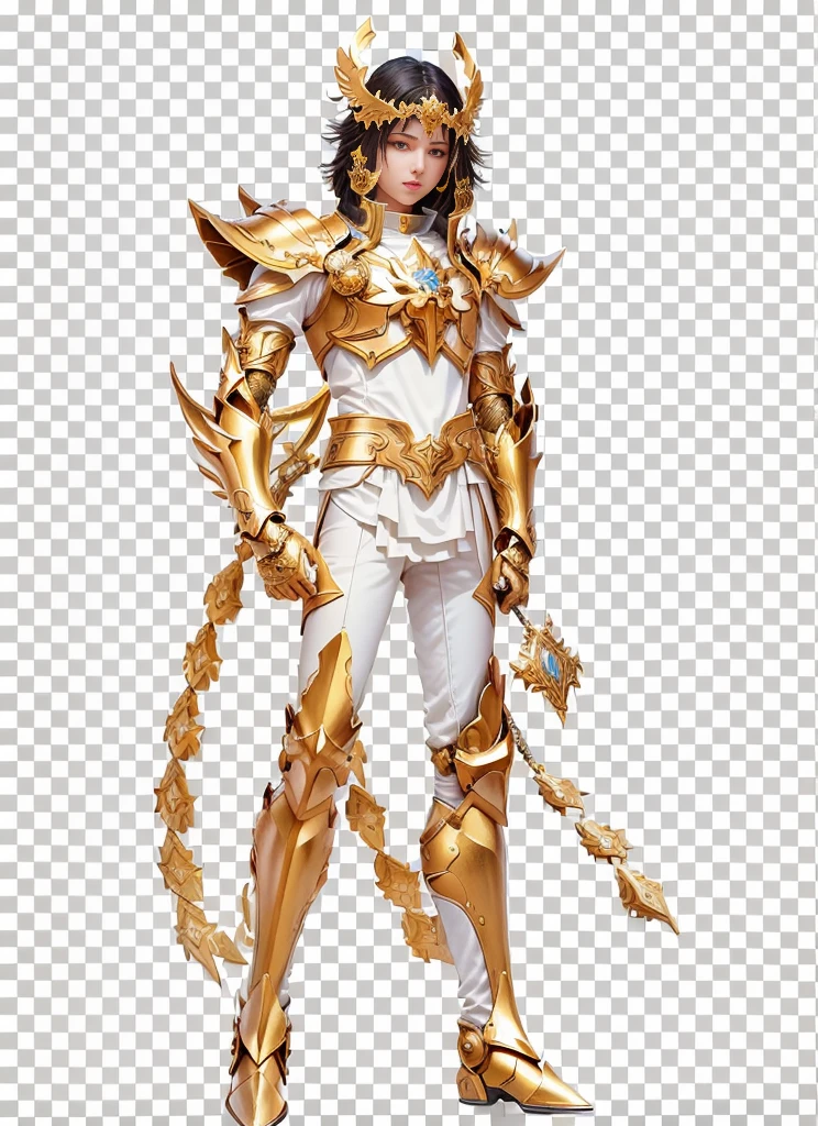 Realistic photo, saint of the cross saint of the cross saint of the cross saint of the cross saint of the cross saint, unreal engine render saint seiya, saint seiya, knights of zodiac girl, golden and copper shining armor, portrait knights of zodiac girl, angelic golden armor, anime character; full body art, wearing shining armor, wearing gold armor, gold armor, Add background of greek temple in the back on a sunny day