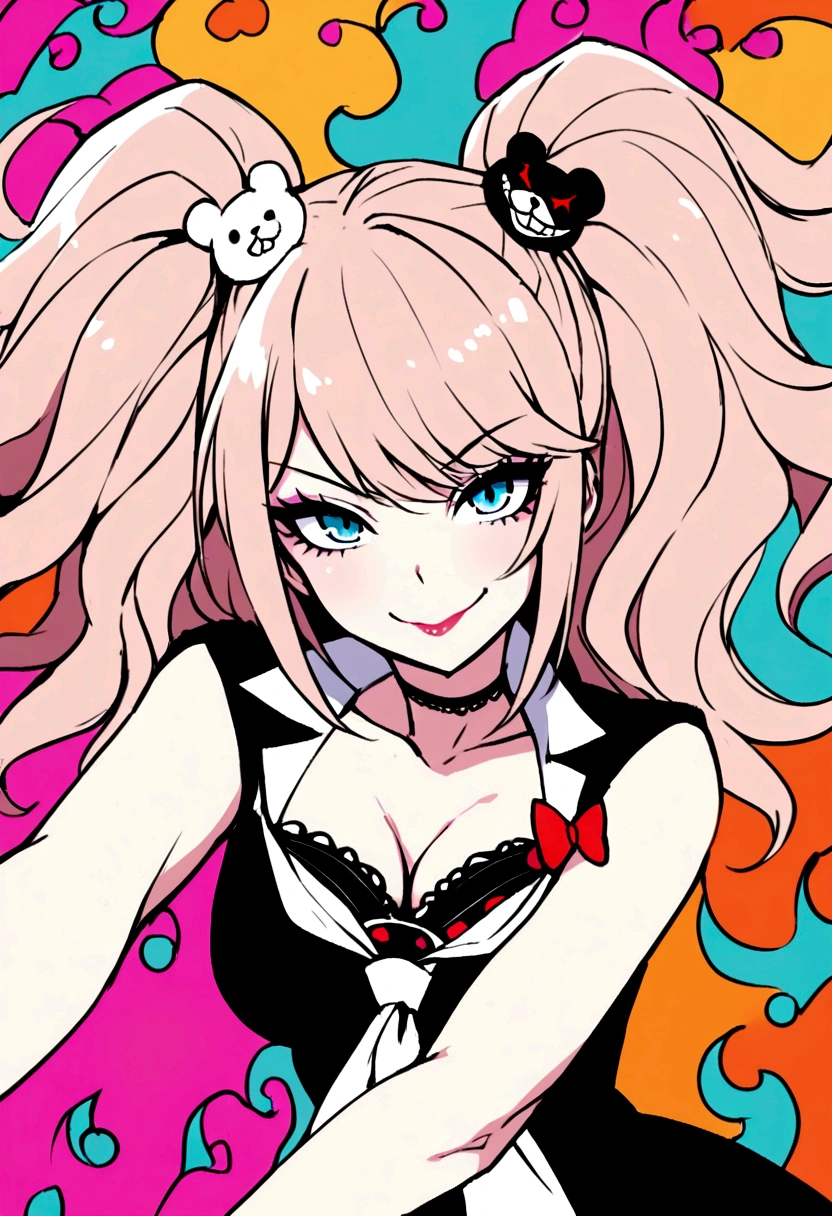masterpiece, best quality, highres, hy1, hair ornament, multicolored hair, casino, playboy bunny, rabbit ears, smile, waving Large breasts huge breasts