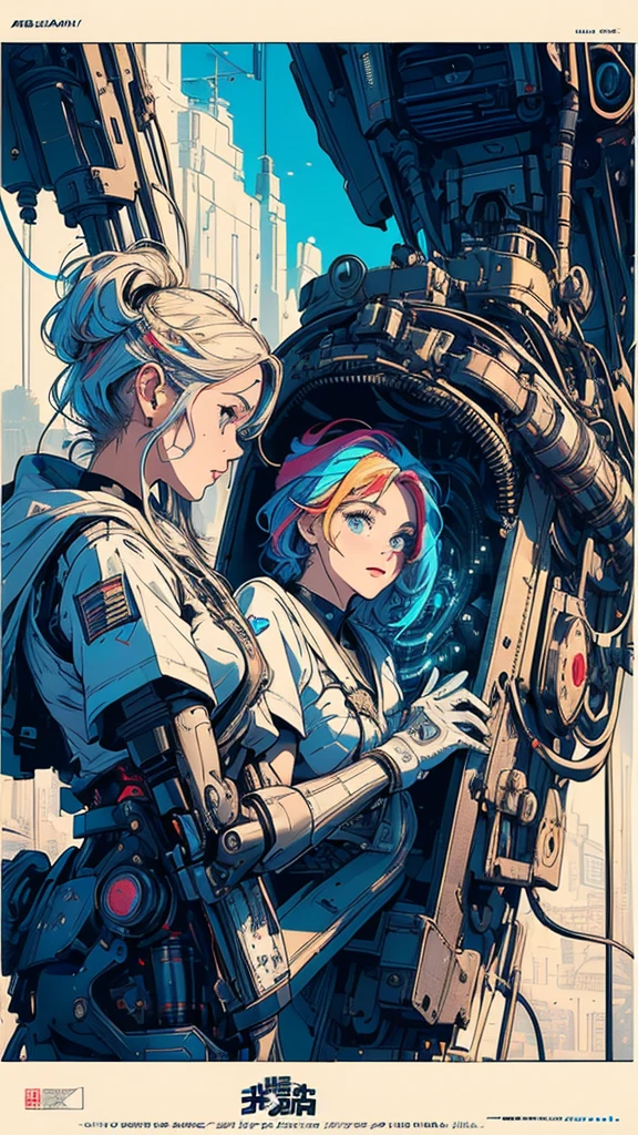 (((masterpiece, highest quality))),(((solo:1.2))),(((1girl:1.2))),32k wallpaper, very detailed, poster, vintage science fiction,(((((geometric cinematic movie poster))))), (bauhaus), shape,(((abstract))),(mid century modern),movie poster,(((((portfolio))))),(((((Close-up))))),(((((bust up))))),((((more various angle)))),(((highlight))),Vast landscape,((((heterochromia)))),(((complete. detailed face))),((((Extremely talented)))),(((((most complicated machine))))),(((genius mechanic))),((Overall colorfully)),neon sign