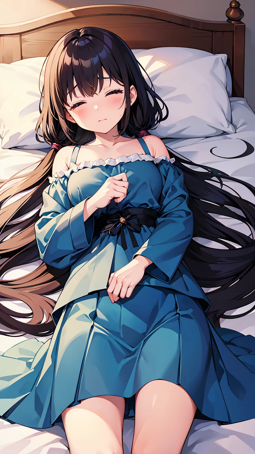 Young 、younter、Deep sleep、On the bed、A man&#39;s hand is touching her crotch、Twin tails、One Woman、Low Angle、Proud face、ロリpanties、good、panties丸見え、Sleeping with legs spread、Beautiful woman、Acme Face、Best image quality、High resolution、masterpiece、super high quality、Thick pubic hair、Screaming orgasm face、panties、Big Ass、Blushing、4K quality、Blushing、Heavy breathing、Cowboy Shot、Cowboy Shot、{Highest quality}, {so beautiful}, {Very detailed}, {Best illustrations}, Usage notes, 