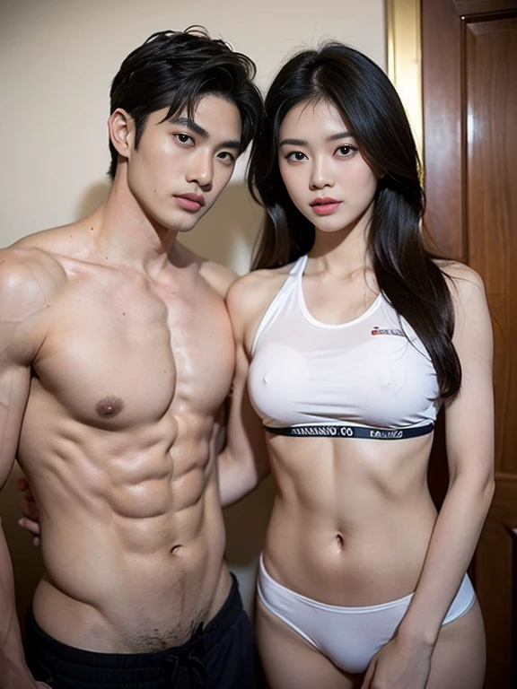 a man and a woman, ancient room, age difference, appearance difference, trang phục cổ trang nóng bỏng, antique hairstyle, body, ((18 year old man, wear official uniform, muscle, 6-pack abs, broad shoulders, eo hẹp, handsome masculine face, nude ((Chi tiết cực đoan)), Great, Tighten the girl's breasts, kiss the woman)), ((40 year old woman, body mũm mĩm, body, nude (((((Extreme Detail)), ngực cực kì to, blush, xấu hổ, happiness, manifestations of fear, tình dục, âm đạo hồng hào)), body đầy mồ hôi, body phủ đầy tinh dịch, make love, body ướt, 40 year old woman, chàng trai 18 tuổi, Face details, thực tế, bed