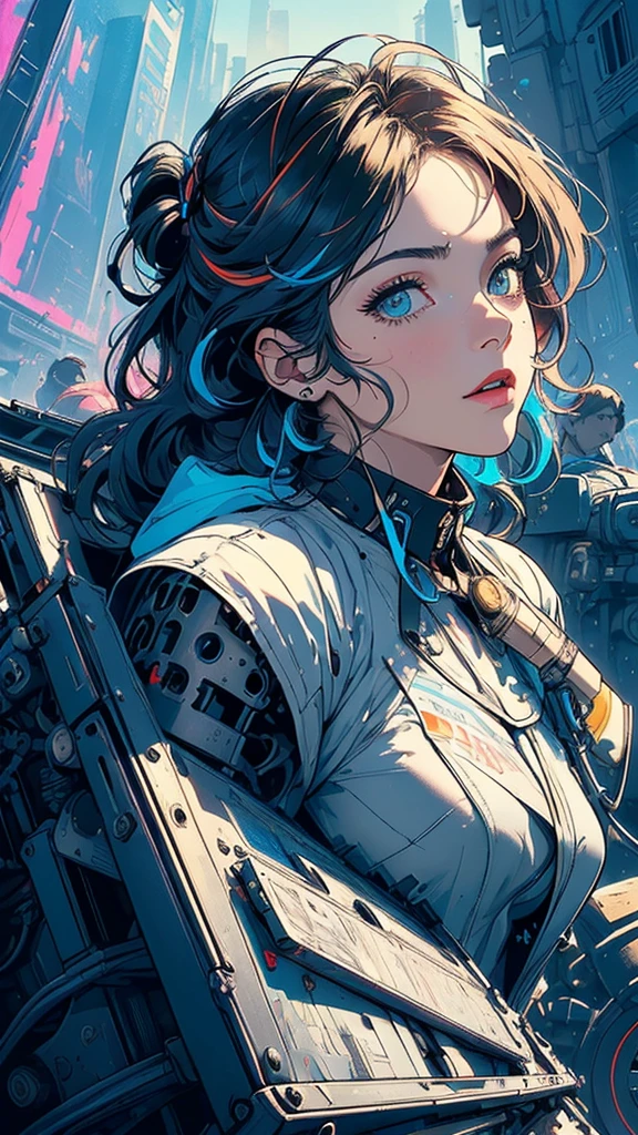 (((masterpiece, highest quality))),(((solo:1.2))),(((1girl:1.2))),32k wallpaper, very detailed, poster, vintage science fiction,(((((geometric cinematic movie poster))))), (bauhaus), shape,(((abstract))),(mid century modern),movie poster,(((((portfolio))))),(((((Close-up))))),(((((bust up))))),((((more various angle)))),(((highlight))),Vast landscape,((((heterochromia)))),(((complete. detailed face))),((((Extremely talented)))),(((((most complicated machine))))),((((genius mechanic)))),((Overall colorfully)),(neon sign)