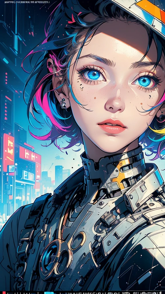 (((masterpiece, highest quality))),(((solo:1.2))),(((1girl:1.2))),32k wallpaper, very detailed, poster, vintage science fiction,(((((geometric cinematic movie poster))))), (bauhaus), shape,(((abstract))),(mid century modern),movie poster,(((((portfolio))))),(((((Close-up))))),(((((bust up))))),((((more various angle)))),(((highlight))),Vast landscape,((((heterochromia)))),(((complete. detailed face))),((((Extremely talented)))),(((((most complicated machine))))),((((genius mechanic)))),((Overall colorfully)),(neon sign)
