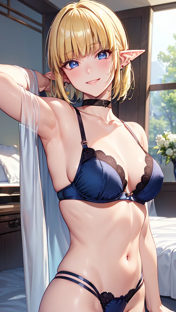 ((Masterpiece, best quality, high quality, highly detailed background)), ((wooden house bedroom, medieval village window view, blue sky, on the bed)), ((rumia_tingel, rumia tingel, (mature female), blonde hair, blue eyes, large breasts, green ribbon, hair ornament, hairclip)), ((black bra:1.3)), ((reverse cowgirl position, straddling, navel, facing the viewer, 1boy, 1girl, sex, penis, (motion lines), pov)), ((shy, embarassed, closed mouth, blushing, looking at viewer))
