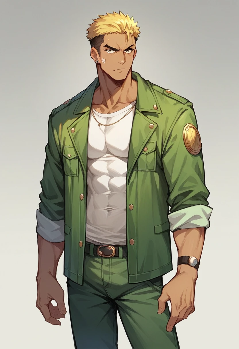 Zoro anime student wearing pants and a jacket standing 