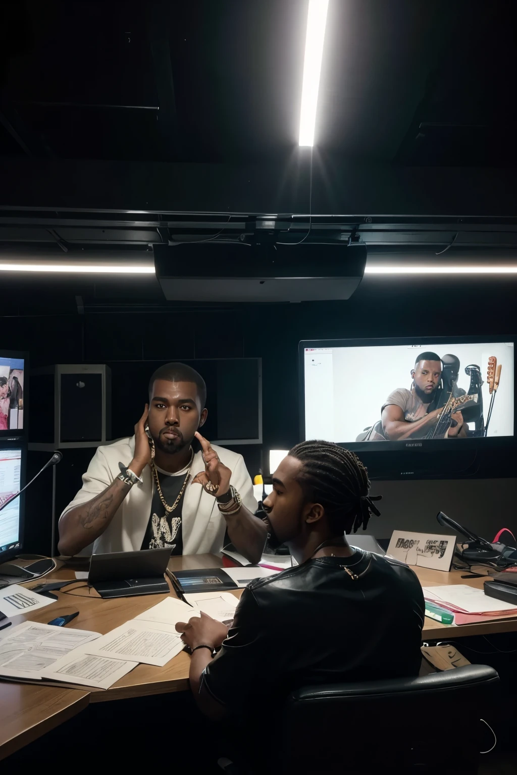 **Panel 1:**
*Scene of a young Kanye West in his room, rodeado de discos de vinilo y dibujando en un cuaderno.*
Narrador: In a small town Chicago, A young man is born with a dream bigger than himself.
**Panel 2:**
*Kanye en la universidad, con auriculares mientras estudia.*
Narrador: Kanye West, passionate about music since he was young, encuentra su voz en las calles y en los sonidos de la ciudad.
**Panel 3:**
*Kanye in the recording studio, experimentando con beats y letras.*
Narrador: Desafiando las expectativas, Kanye se sumerge en el mundo del hip-hop, fusing melodies and lyrics that would resonate with millions of people.
**Panel 4:**
*Escena de Kanye en el escenario, con una multitud emocionada coreando sus canciones.*
Narrador: With determination and talent, Kanye West se convierte en un icono musical, reinventando el panorama del rap y la cultura pop.
**Panel 5:**
*Imagen de Kanye colaborando con otros artistas y productores.*
Narrador: Your creative vision has no limits; Kanye colabora con artistas de renombre y redefine el concepto de lo que significa ser un artista en el siglo XXI.
**Panel 6:**
*Escena final de Kanye mirando hacia el futuro, rodeado de premios y reconocimientos.*
Narrador: With his legacy assured and his lasting impact on music and fashion, Kanye West sigue siendo una fuerza innovadora en el arte y la cultura global.
**Texto final en un recuadro:**
"Kanye West: more than a rapper, a cultural revolutionary who has challenged boundaries and redefined modern art."