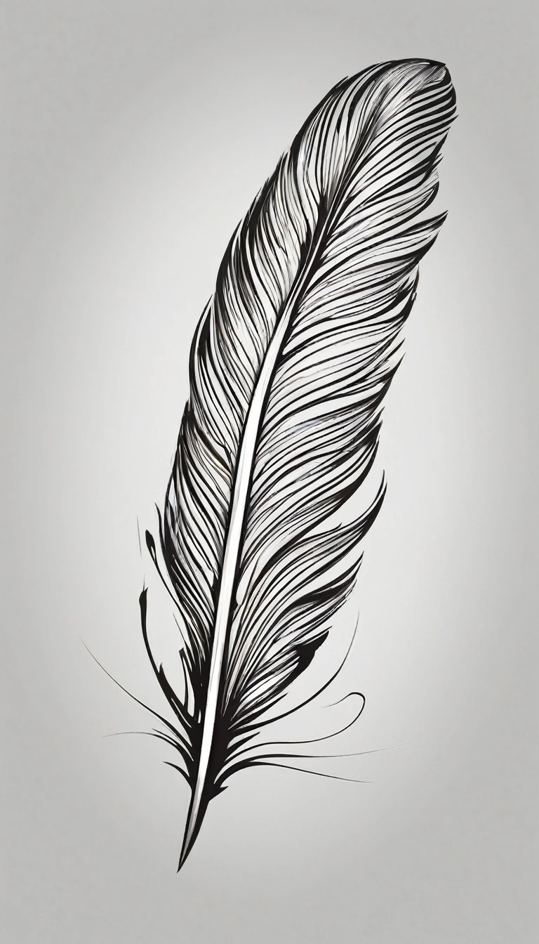 Imagine a logo of a feather that symbolizes the power of storytelling and music to preserve and evoke memories. This is the vision of 'Penamemoria'. Please bring it to life.