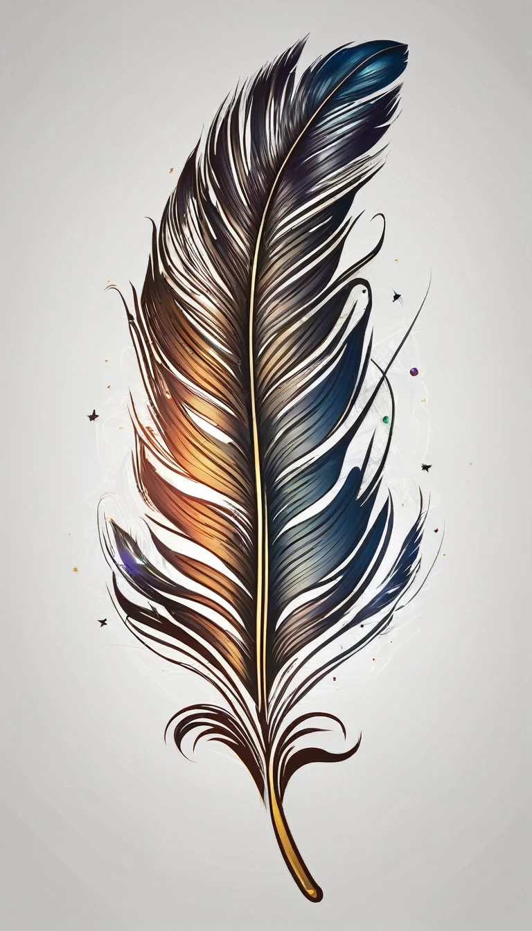 Imagine a logo of a feather that symbolizes the power of storytelling and music to preserve and evoke memories. This is the vision of 'Penamemoria'. Please bring it to life.