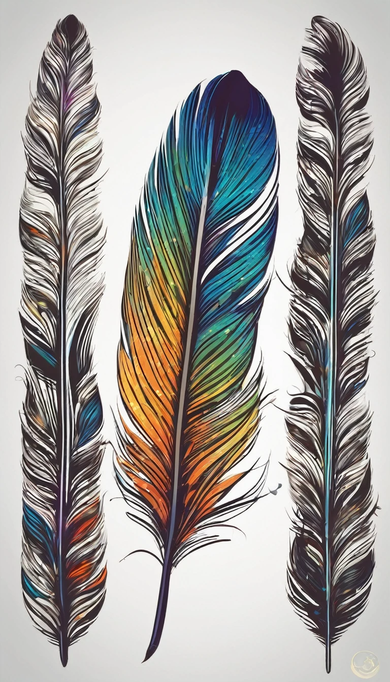 Imagine a logo of a feather that symbolizes the power of storytelling and music to preserve and evoke memories. This is the vision of 'Penamemoria'. Please bring it to life.