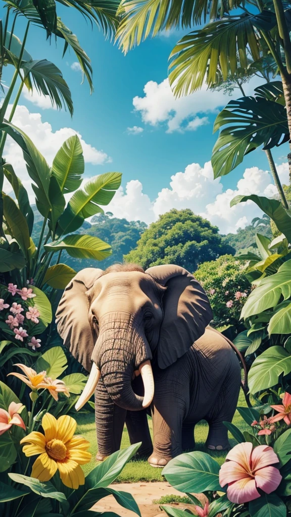 

---

**Prompt**:

*Generate an adorable and miniature elephant in a lush, green jungle. The elephant should be small, with big, expressive eyes, and a friendly smile. Make sure its trunk and ears are prominent and charming. Surround the elephant with tropical plants, flowers, and a vibrant, sunny sky. Add a few colorful butterflies or birds around the elephant to enhance the whimsical, cute atmosphere.*

**Parameters**:

- Style: Cute, cartoon-like
- Color Palette: Soft pastels, greens, and warm colors
- Background: Lush jungle with tropical plants and flowers
- Lighting: Bright, natural sunlight
- Details: Big eyes, friendly smile, playful pose, prominent trunk and ears

---