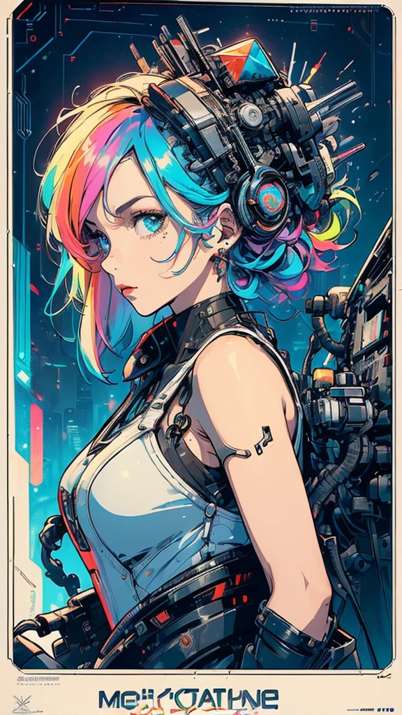 (((masterpiece, highest quality))),(((solo:1.2))),(((1girl:1.2))),32k wallpaper, very detailed, poster, vintage science fiction,(((((geometric cinematic movie poster))))), (bauhaus), shape,(((abstract))),(mid century modern),movie poster,(((((portfolio))))),(((((Close-up))))),(((((bust up))))),((((more various angle)))),(((highlight))),Vast landscape,((((heterochromia)))),(((complete. detailed face))),((((Extremely talented)))),((((((most complicated machine)))))),(((((genius mechanic))))),((Overall colorfully)),((neon sign))