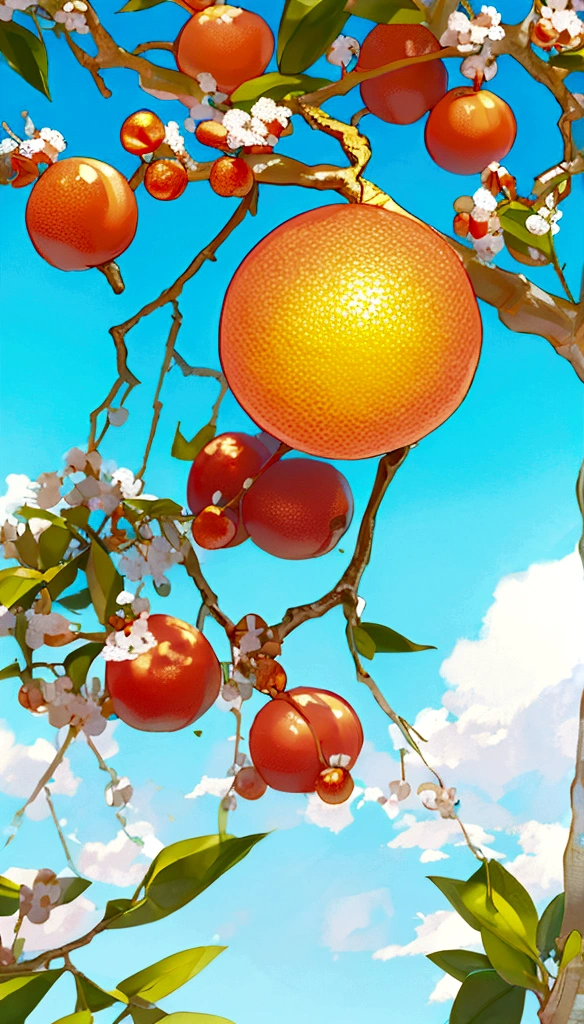 Grapefruit hanging on the branch