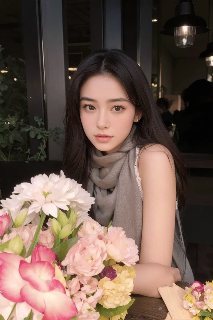 8k, best quality, masterpiece, realistic, ultra detail, photo realistic, Increase quality,
a photo of a girl standing in a field with a scarf, in the style of dark and brooding designer, voluminous mass, photobash, serene faces, jagged edges, navy, natural beauty, close-up shot