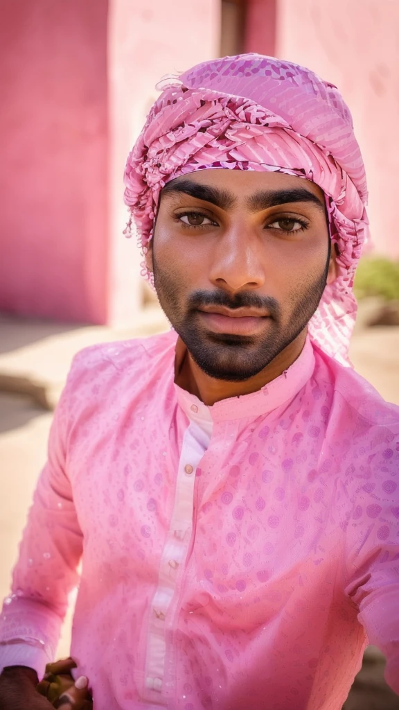 arafed man in a pink shirt and a white hat, very very low quality picture, ayan nag, riyahd cassiem, with accurate face, very clear picture, mohamed chahin style, without helmet, mohamed chahin, profile picture 1024px, front profile!!!!, portait photo profile picture, candid picture, without beard white Punjabi