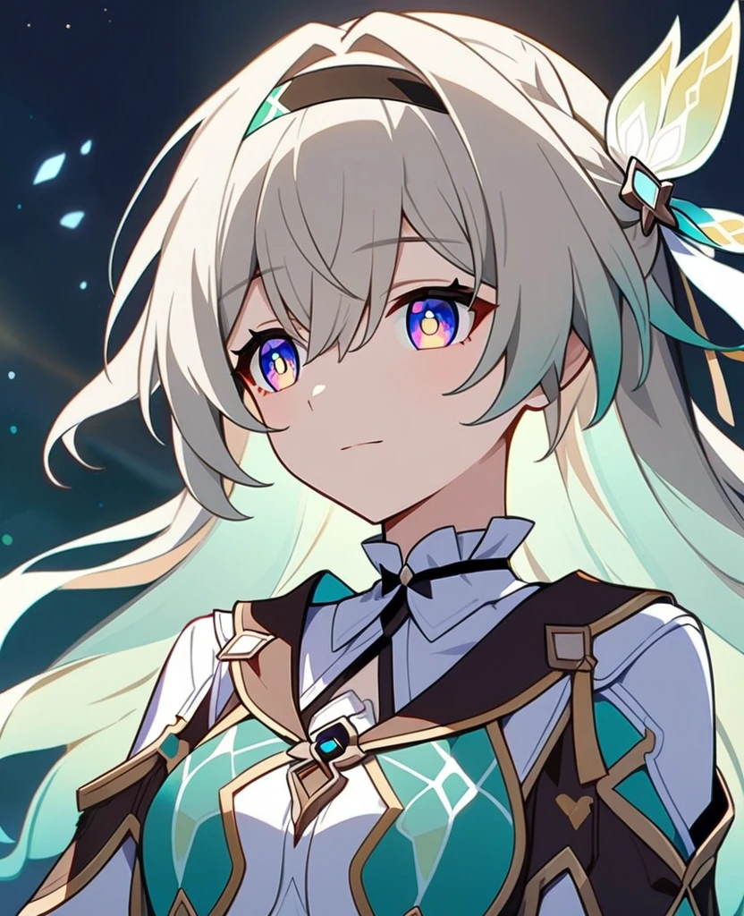 , female focus, firefly \(honkai star rail\), honkai star rail, white bodysuit, armor, anime style