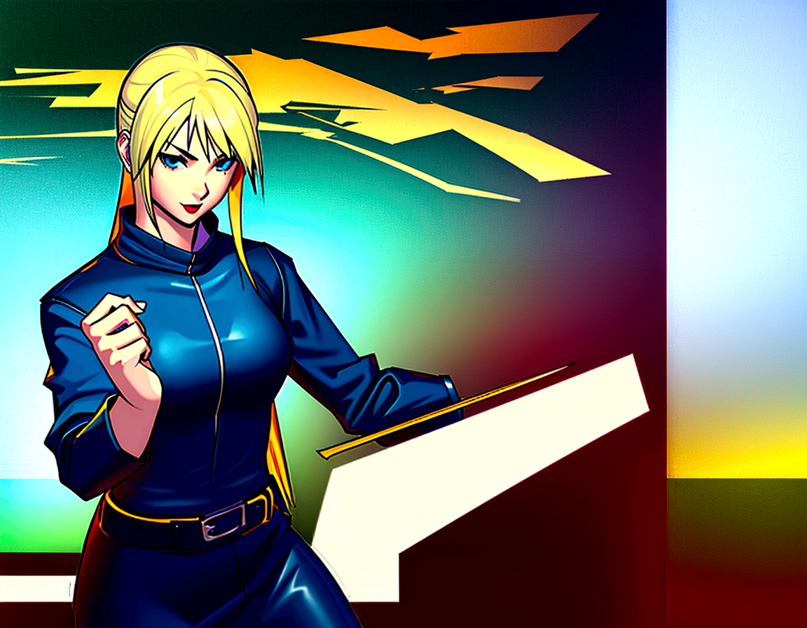 Korean、1 girl、blonde、amount、Green Leather Shirt、Raise your collar、Look up、日本knife、knife