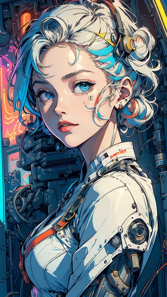 (((masterpiece, highest quality))),(((solo:1.2))),(((1girl:1.2))),32k wallpaper, very detailed, poster, vintage science fiction,(((((geometric cinematic movie poster))))), (bauhaus), shape,(((abstract))),(mid century modern),movie poster,(((((portfolio))))),(((((Close-up))))),((((((bust up)))))),((((more various angle)))),(((highlight))),Vast landscape,((((heterochromia)))),(((complete. detailed face))),((((Extremely talented)))),((((((most complicated machine)))))),(((((genius mechanic))))),((Overall colorfully)),((neon sign)),((complicated background))