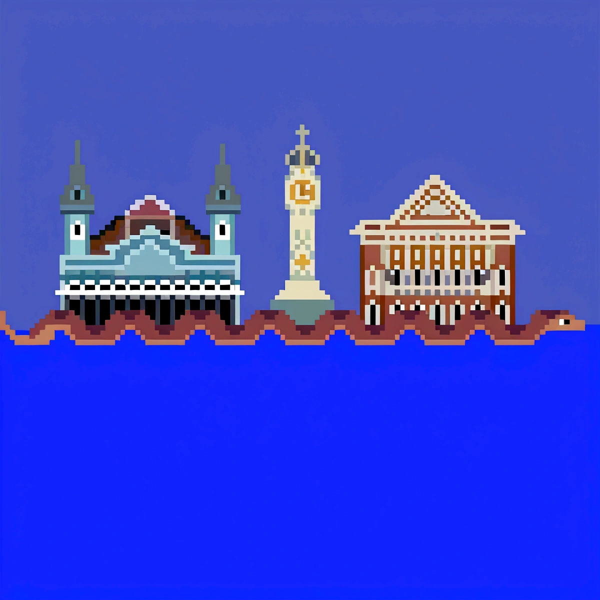 MAKE IMAGES OF BUILDINGS GIVE THE EFFECT OF REFLECTING IN THE WATER