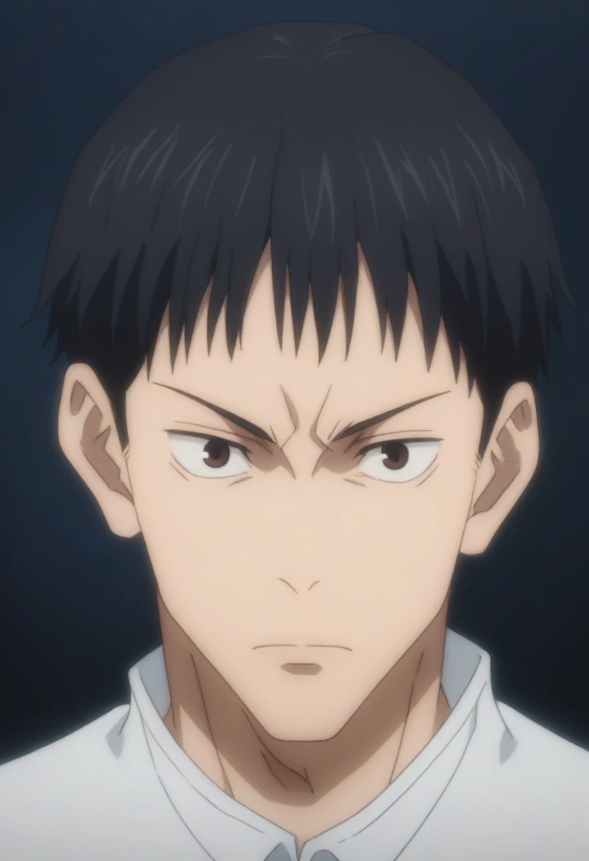 score_9, score_8_up, score_7_up, source_anime, rating_safe, , anime screencap, anime coloring, , , , depth of field, 1boy, dark eyes, black hair, masculine,, solo, Space western, jujutsu_kaisen_style,