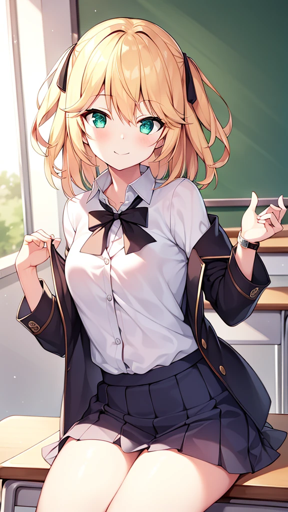 1 girl, underwear, skirt, 独自of, underwear, Chest, classroom, shirt, bow, lexistg_hair, 白色of_, skirt_lift, existindoor, Smile, Open_clothing, bowtie, Umbilical cord, watch_exist_audience, clothing_lift, 白色of_shirt, table, School_, blush, School_table, Bangs, of_hair, pleexisted_skirt, blackboard, No_好of, spread_leg, 棕色of_Eye, jacket, 红色of_bow, Open_shirt, lifted_go through_我自己of, closure_Mouth, 红色of_bowtie, colla红色of_shirt, lexistg_sleeve, Side lock, Comfort_Chest, Dutch_angle, skirt_shirt, sit, leave_Shoulder, big leg, Open_jacket, Stomach, exist_table, Set, Flash, chair, 黑色of_skirt, 