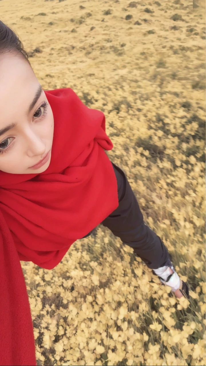 8k, best quality, masterpiece, realistic, ultra detail, photo realistic, Increase quality,
a photo of a girl standing in a field with a scarf, in the style of dark and brooding designer, voluminous mass, photobash, serene faces, jagged edges, navy, natural beauty, close-up shot