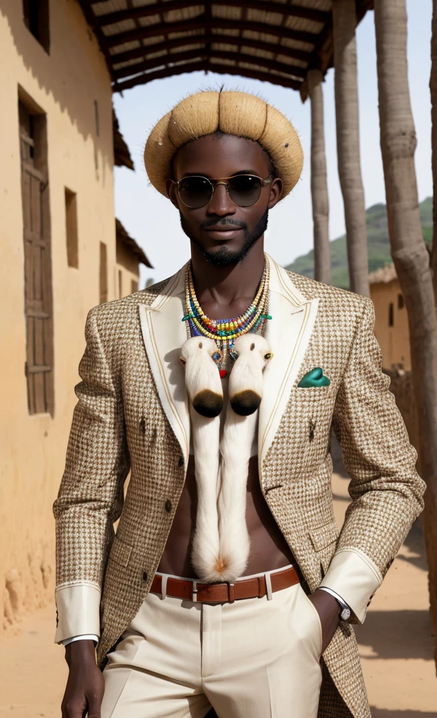 Mode portrait, un mouton africain qui porte un tres jolie veste fait sur mesure pour un homme d'affaire