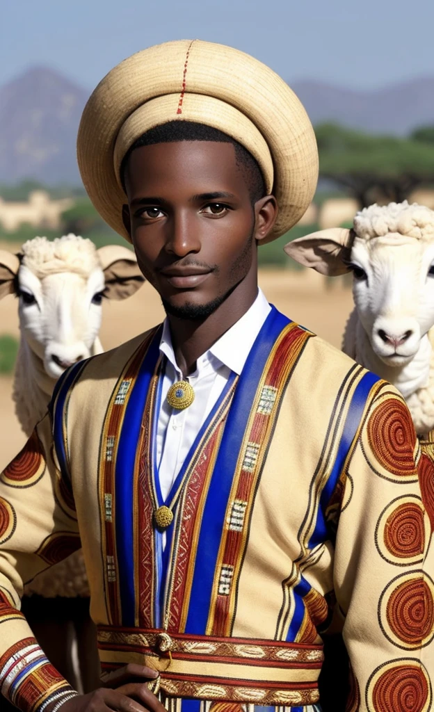 Mode portrait, un mouton africain qui porte un tres jolie veste fait sur mesure pour un homme d'affaire