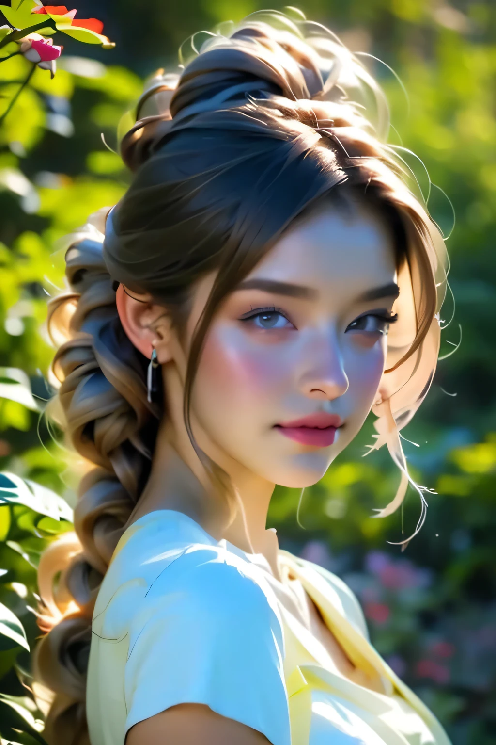 masterpiece, (最high quality), ((Most detailed)), Depth of written boundary, Beautiful girl, Beautiful Face, nature, Spirit, flower, Colorful landscapes, Flowers, butterfly, Glowing Dress, element, Random hairstyle,masterpiece, 最high quality, high quality, High resolution, Big Tits, ((Upper body portrait)), 