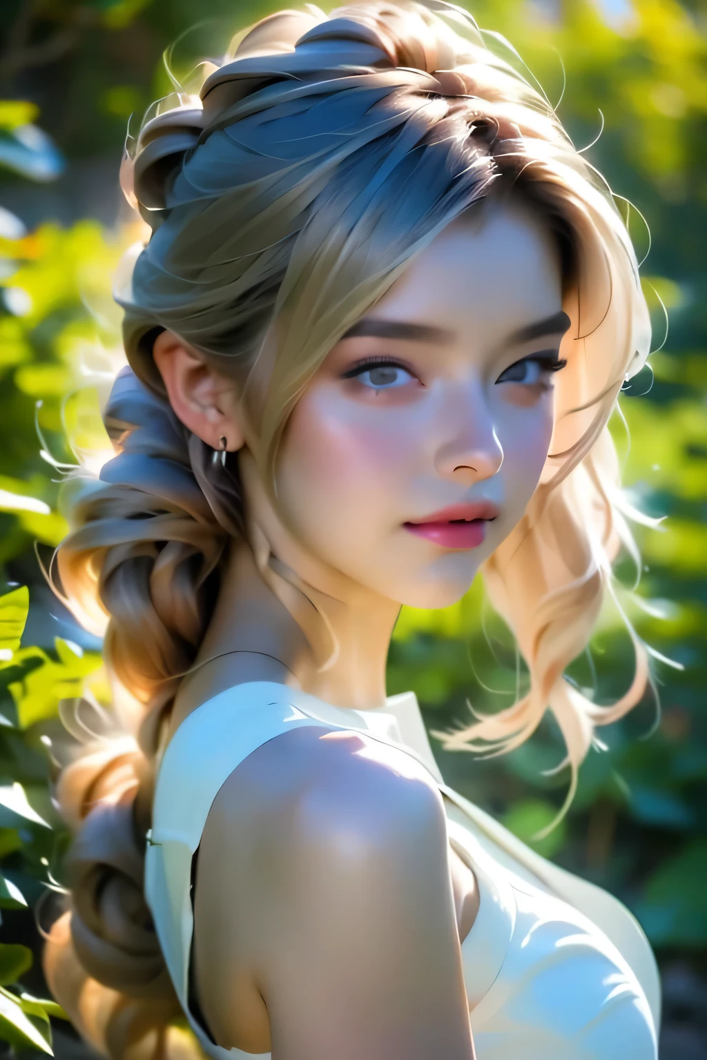 masterpiece, (最high quality), ((Most detailed)), Depth of written boundary, Beautiful girl, Beautiful Face, nature, Spirit, flower, Colorful landscapes, Flowers, butterfly, Glowing Dress, element, Random hairstyle,masterpiece, 最high quality, high quality, High resolution, Big Tits, ((Upper body portrait)), Random pose、