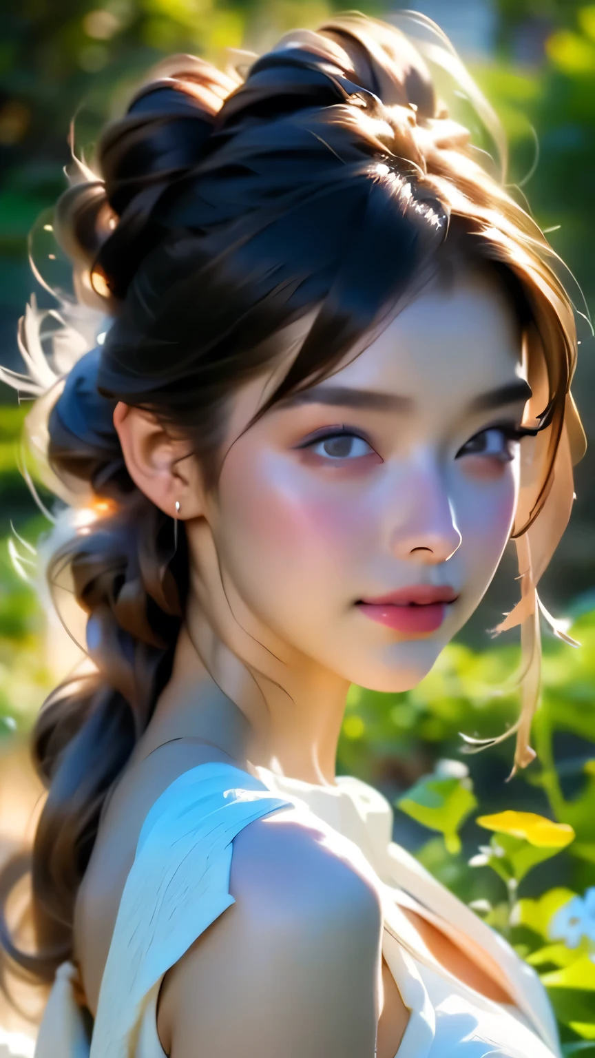 masterpiece, (最high quality), ((Most detailed)), Depth of written boundary, Beautiful girl, Beautiful Face, nature, Spirit, flower, Colorful landscapes, Flowers, butterfly, Glowing Dress, element, Random hairstyle,masterpiece, 最high quality, high quality, High resolution, Big Tits, ((Upper body portrait)), Random pose、