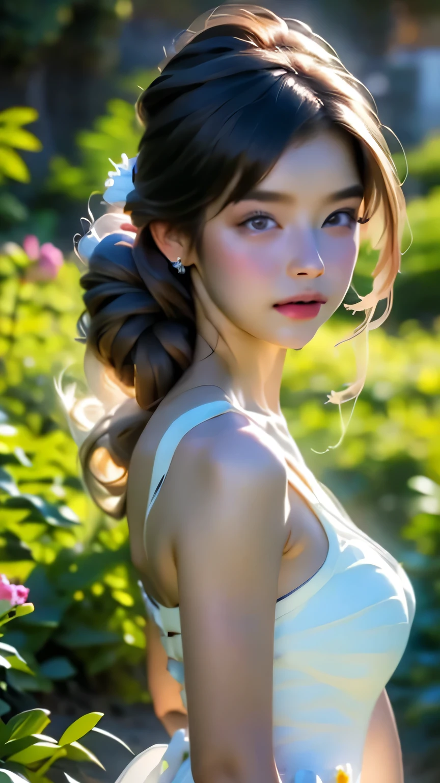 masterpiece, (最high quality), ((Most detailed)), Depth of written boundary, Beautiful girl, Beautiful Face, nature, Spirit, flower, Colorful landscapes, Flowers, butterfly, Glowing Dress, element, Random hairstyle,masterpiece, 最high quality, high quality, High resolution, Big Tits, ((Full body portrait)), Random pose、