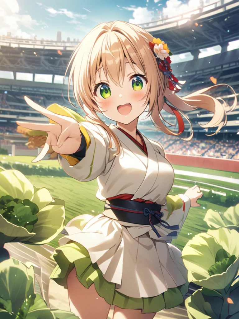 Japanese landscape、stadium、vegetable、harvest girl、Asahi、cute