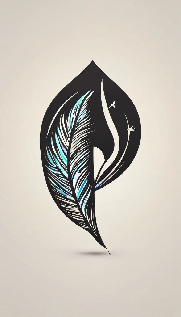 Design a logo that visually represents the concept of 'journey' and 'transformation' for a brand that celebrates the pursuit of dreams and memories, using a stylized feather and bird icon