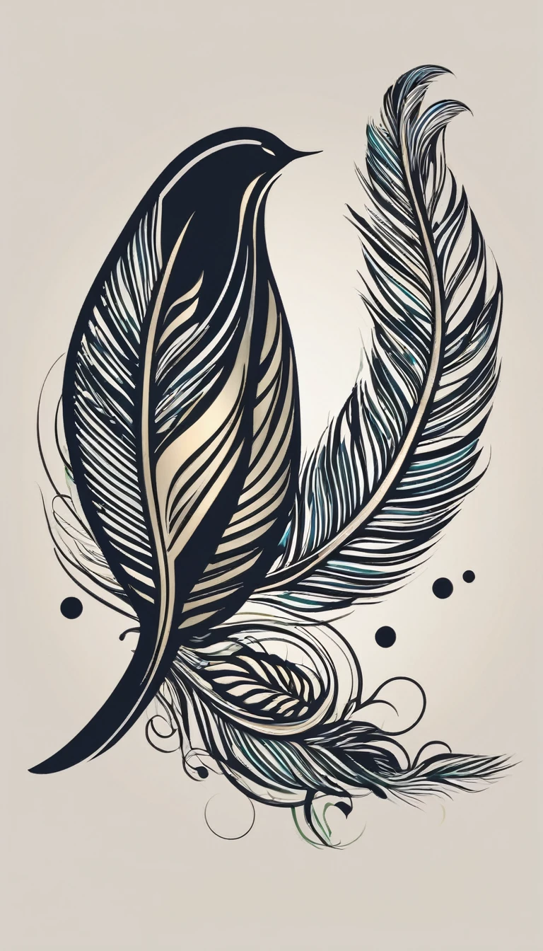 Design a stylized feather silhouette that incorporates the shape of a bird, symbolizing the creative process and the brand's focus on memories and storytelling.