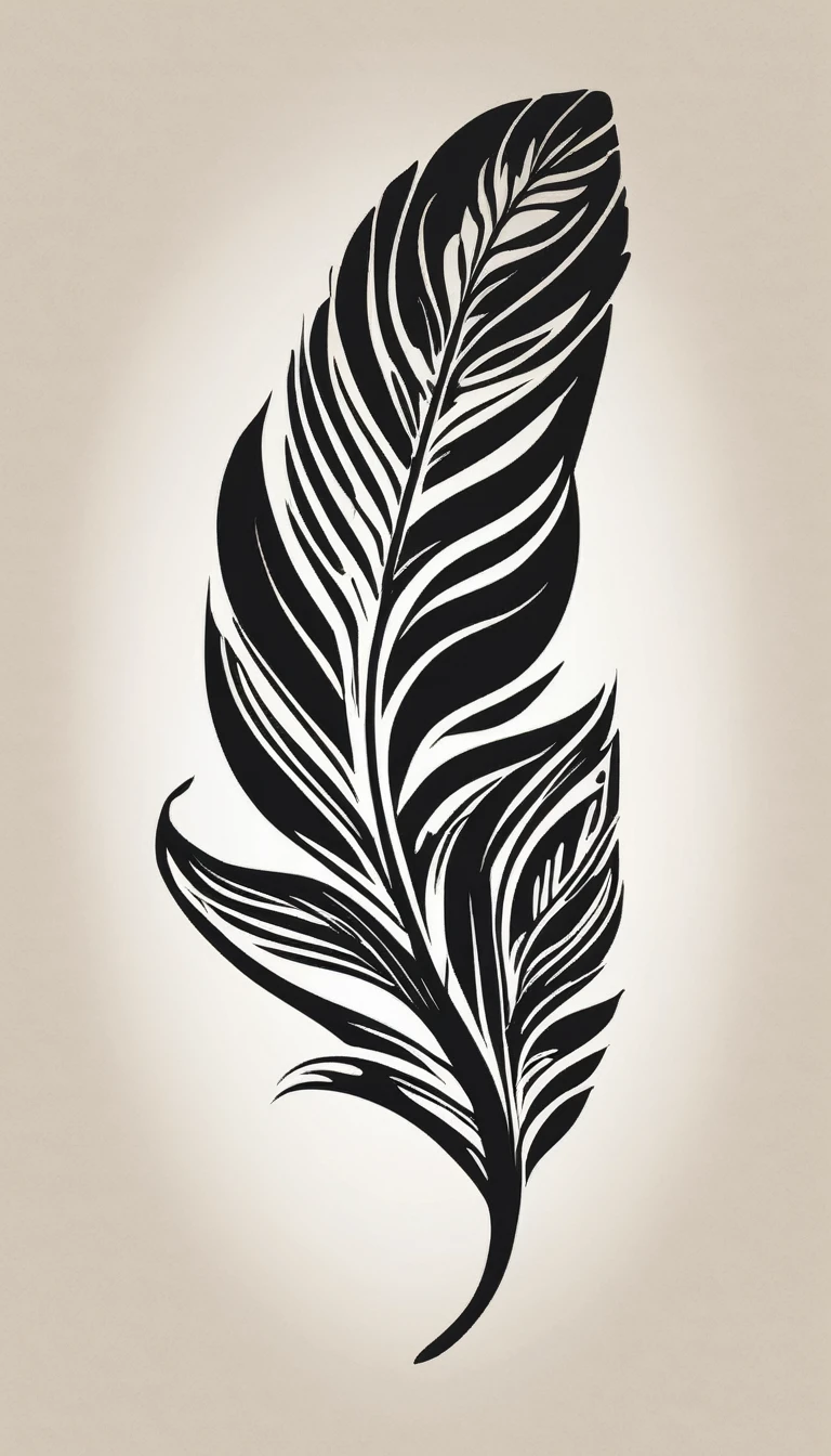 Design a stylized feather silhouette that incorporates the shape of a bird, symbolizing the creative process and the brand's focus on memories and storytelling.